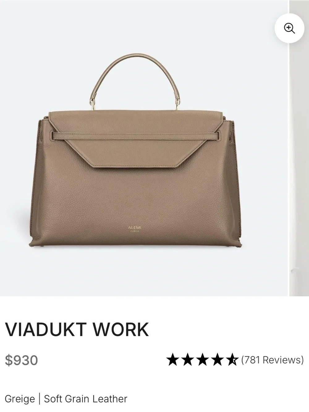 AMELI / ALEMI  VIADUKT WORK soft grain leather bag in greige & custom insert